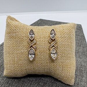 Vintage Swarovski Marquise Elegant  Crystal Earrings